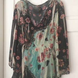 Women's Boho style long sleeve top 2X